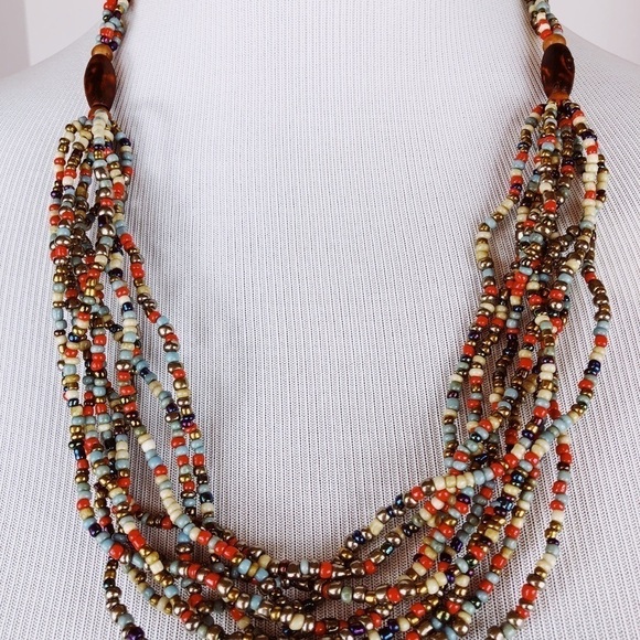 GLASS Multi Color/Strand Beaded Necklace - Picture 1 of 6